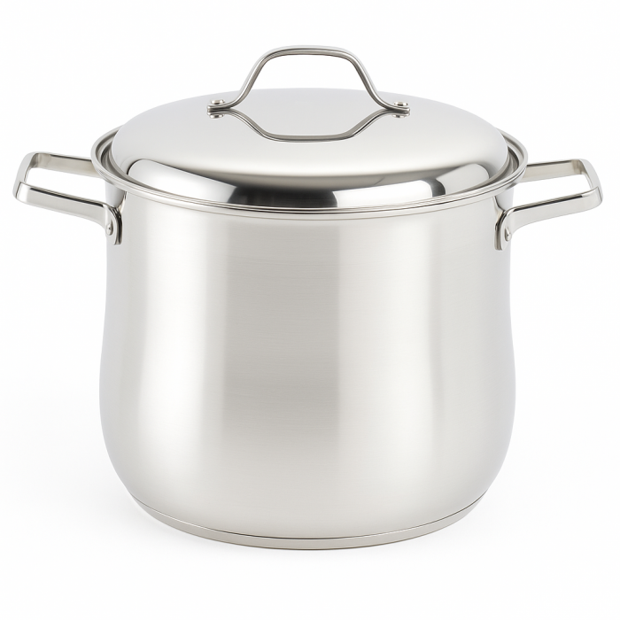 Oală din inox Grunberg GR3120 cu diametrul de 20 cm și capacitate de 5.7 L, ideală pentru gătitul zilnic al ciorbelor, supelor, pastelor și altor preparate consistente. Fabricată din inox de calitate superioară, cu bază încapsulată pentru distribuție uniformă a căldurii, asigură o gătire rapidă și eficientă. Prevăzută cu capac din inox rezistent care păstrează aromele și nutrienții. Compatibilă cu plite pe gaz și electrice, având un design modern și elegant, perfect pentru orice bucătărie. [2]