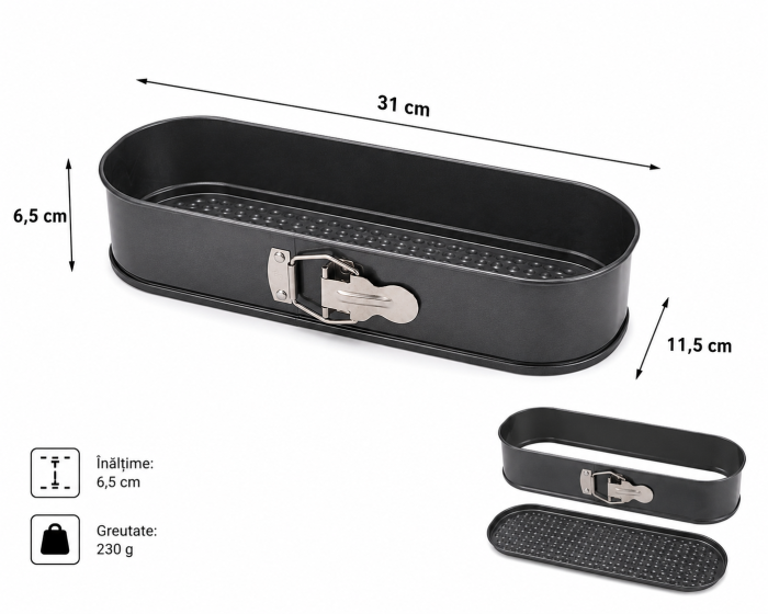 Forma de copt chec si cozonac cu baza detasabila 31x11.5x6.5 cm [2]