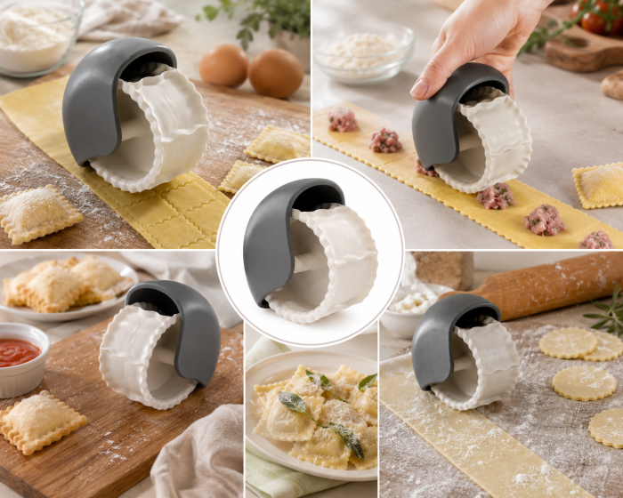 Rolă din plastic pentru patiserie cu 3 lame zimțate pentru tăiere aluat și ravioli [4]