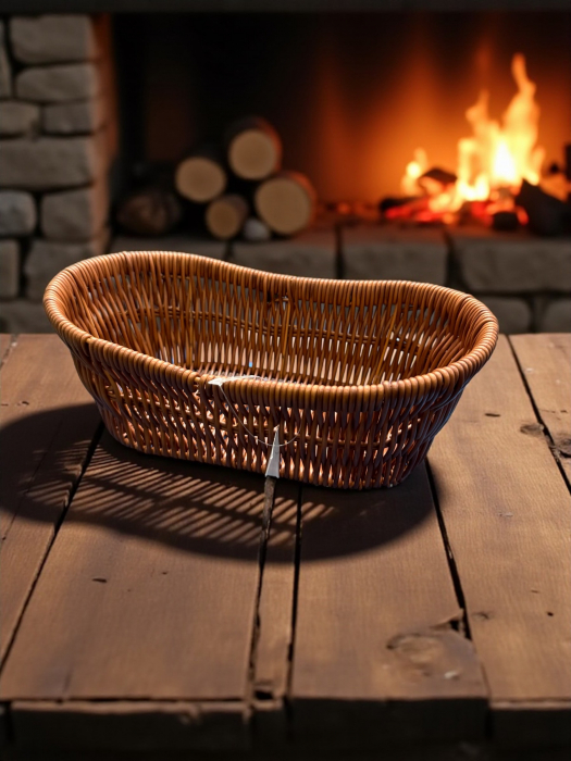 Coș oval pâine fructe patiserie aspect ratan rustic decorativ [4]