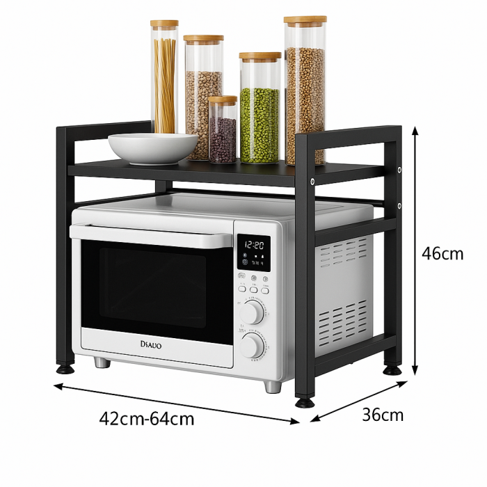 Etajeră metalică extensibilă bucătărie 42–64 cm suport cuptor microunde și condimente [3]