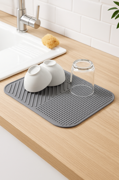 Covoraș din silicon gri pentru uscarea vaselor pe blat sau chiuvetă [2]