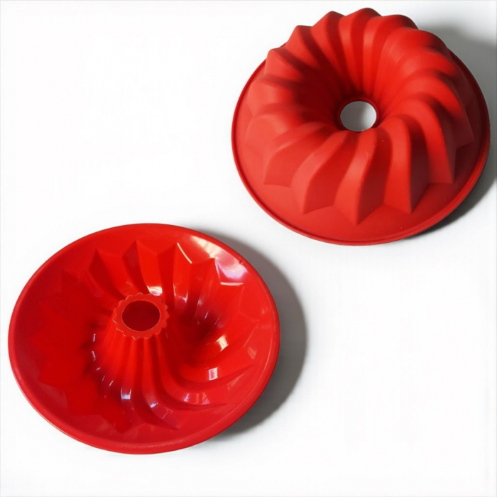 Formă spirală silicon prăjituri checuri 22 cm antiaderentă roșu albastru [3]