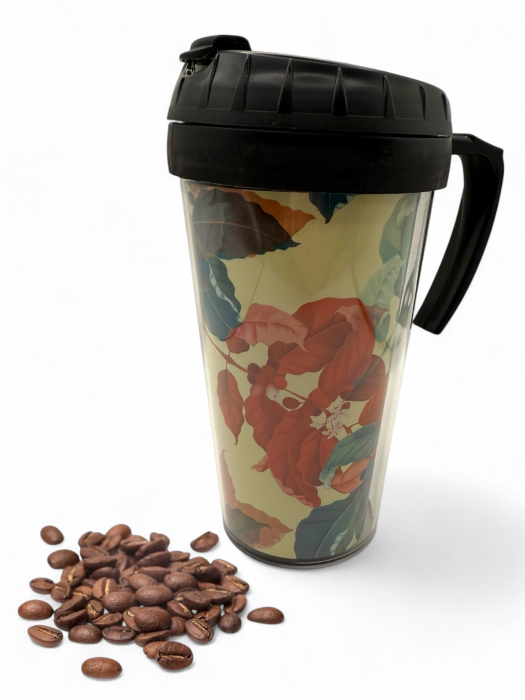Cană termoizolantă cu imprimeu floral 450 ml și capac etanș [1]