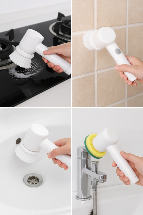 Perie electrică rotativă curățenie 3 capete USB baie bucătărie [2]