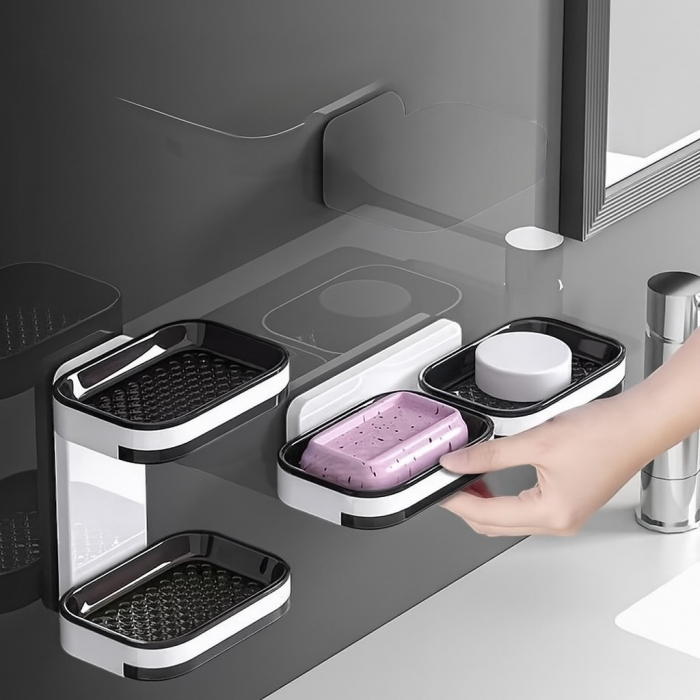 Suport dublu pentru săpun cu montaj pe perete și tăvițe detașabile [2]