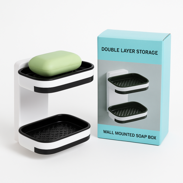 Suport dublu pentru săpun cu montaj pe perete și tăvițe detașabile [1]