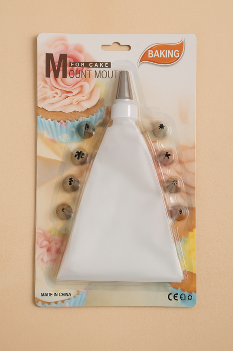 Set complet pentru ornat prăjituri cu pungă reutilizabilă și 9 duiuri din inox [2]