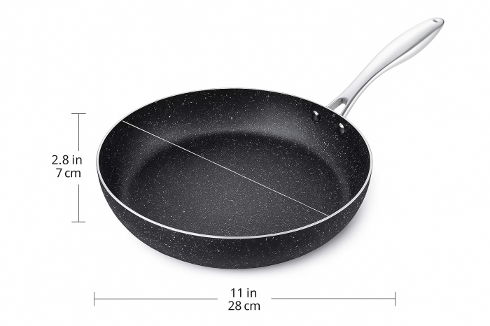 Tigaie antiaderentă 28 cm piatră naturală cu capac sticlă termorezistentă [2]