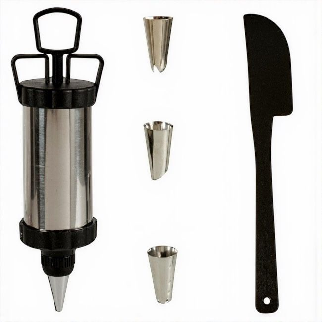 Set seringă ornat prăjituri torturi 4 capete inox spatulă patiserie [3]