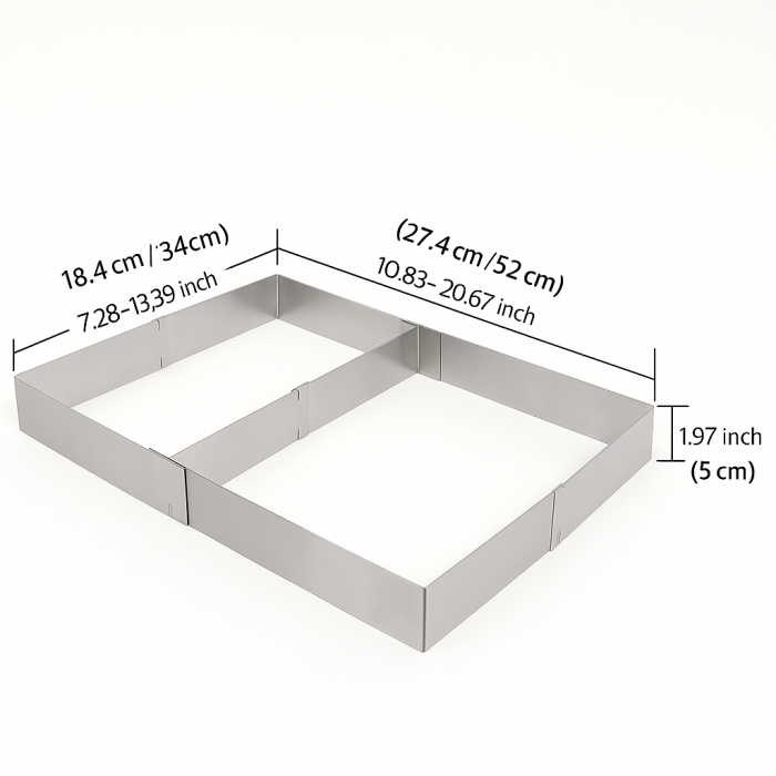 Formă reglabilă inox prăjituri și blaturi cu separator detașabil 34–52 cm [2]