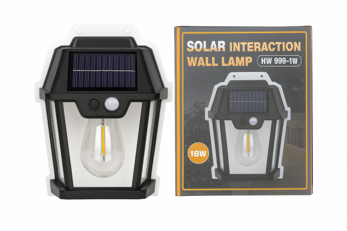 Lampă solară 18W cu senzor mișcare design clasic felinar iluminat exterior [1]