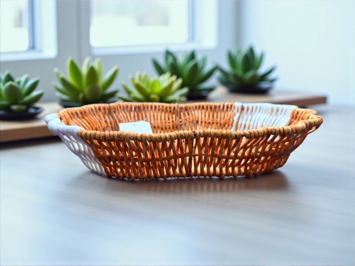 Coș împletit plastic rezistent pentru fructe, pâine sau decor [1]