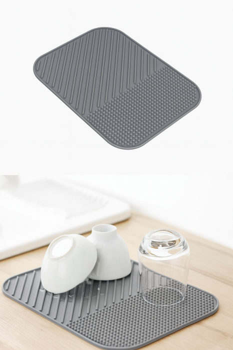 Covoraș din silicon gri pentru uscarea vaselor pe blat sau chiuvetă [1]