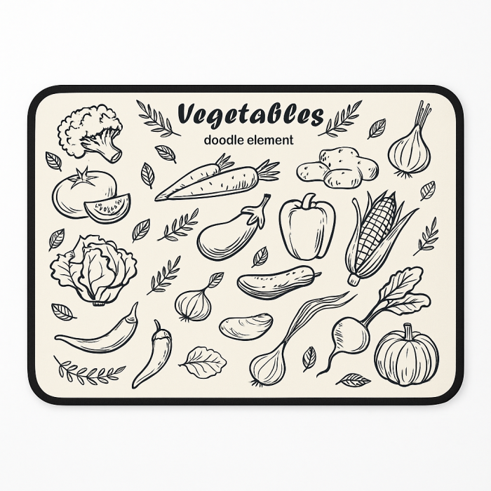 Covoraș absorbant vase bucătărie, microfibră, design legume [1]