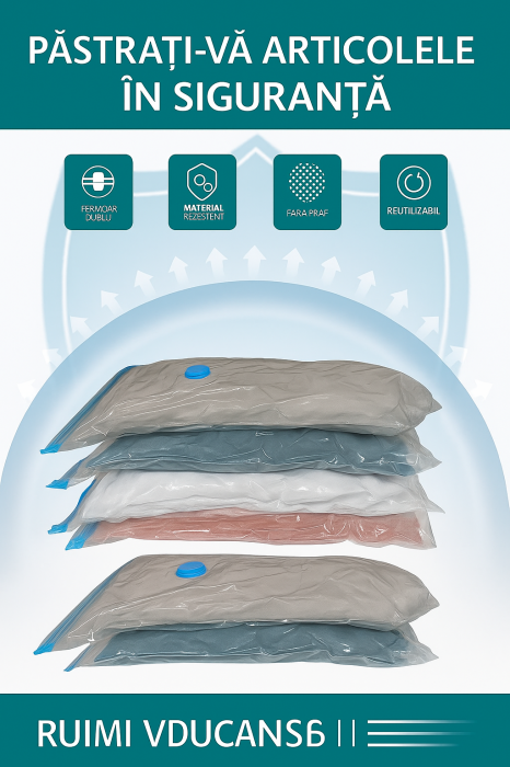 Set 5 saci vacuumabili cu pompă manuală pentru depozitare haine și lenjerii [5]