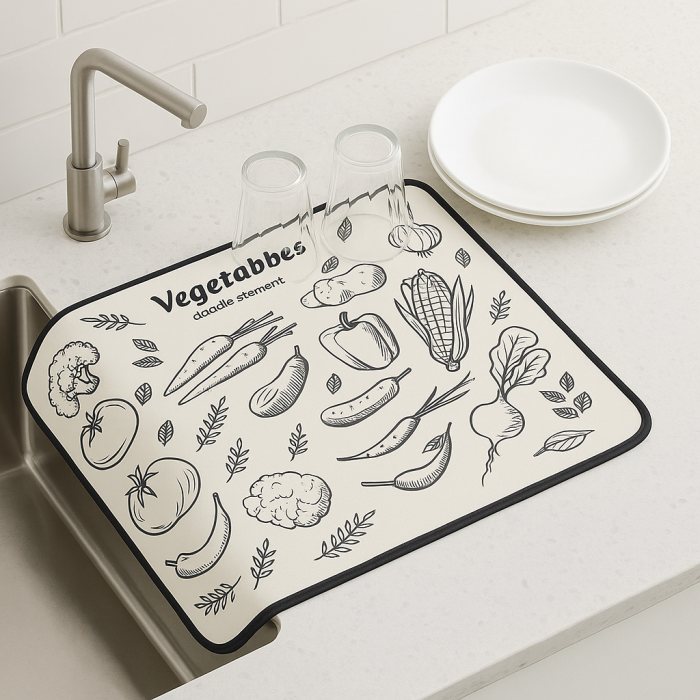 Covoraș absorbant vase bucătărie, microfibră, design legume [2]