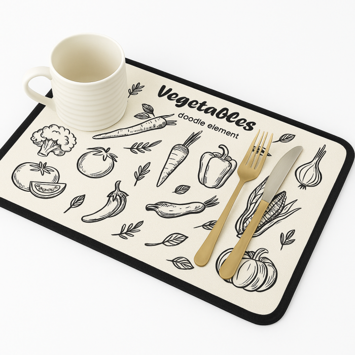 Covoraș absorbant vase bucătărie, microfibră, design legume [4]