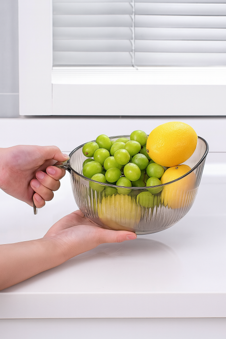 Bol 2 în 1 cu sită scurgere rapidă pentru paste orez fructe și legume [2]