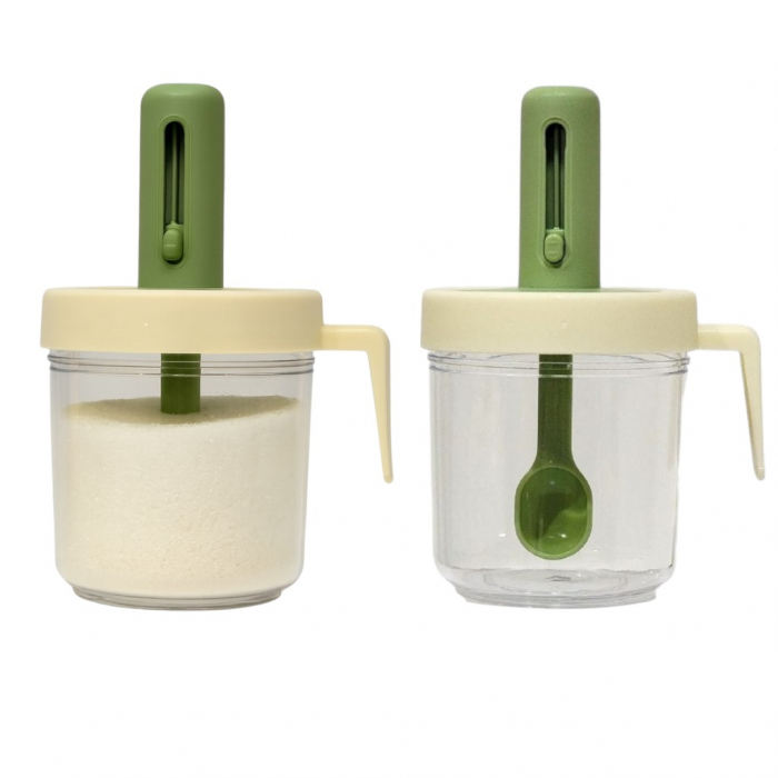 Borcan condimente cu linguriță integrată – 300 ml, zahăr, cafea, sare [1]