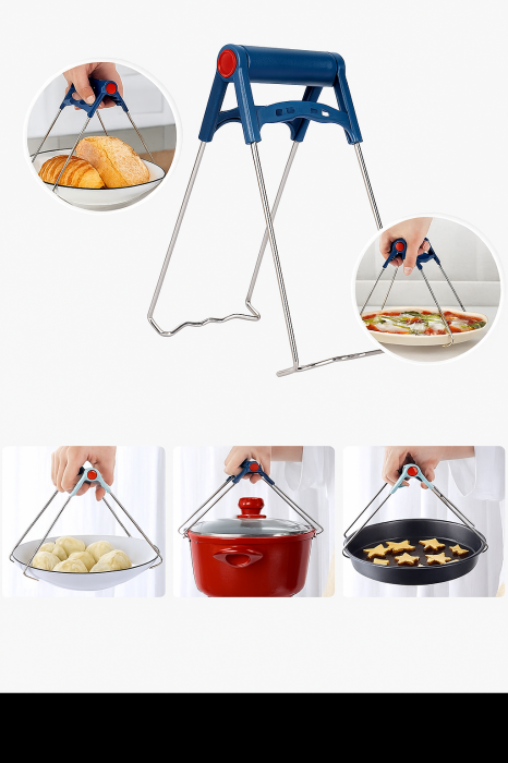 Clește suport vase fierbinți inox mâner antiderapant farfurii tigăi tăvi [2]