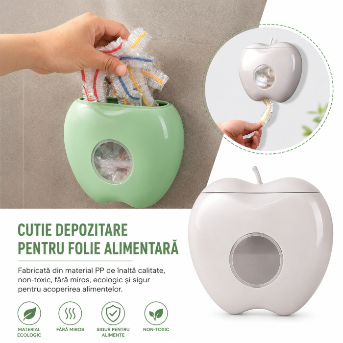 Cutie Depozitare Folie Alimentară Tip Cască cu Montare pe Perete Verde [5]