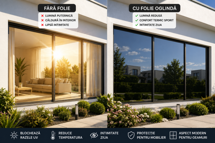 Folie oglindă pentru geamuri 60 x 300 cm cu protecție solară [2]