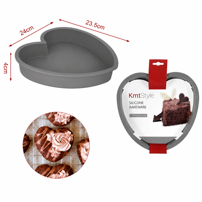Forma de copt din silicon in forma de inima 24 cm gri [2]