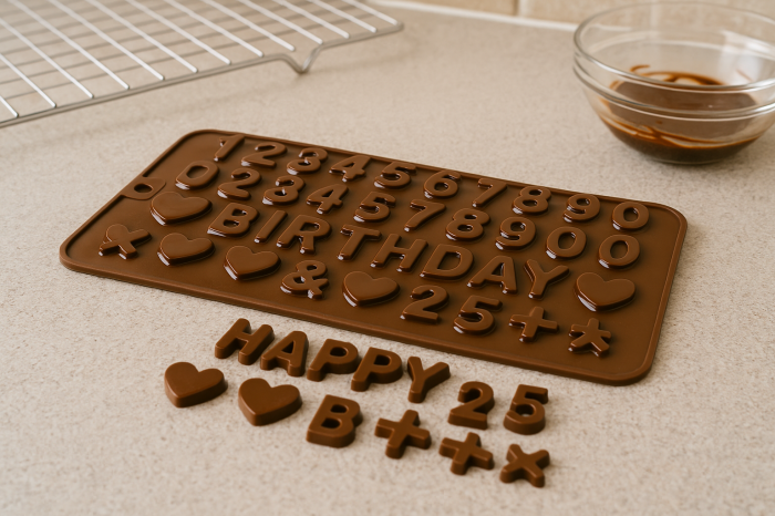 Formă silicon pentru ciocolată și jeleuri litere cifre Happy Birthday [4]