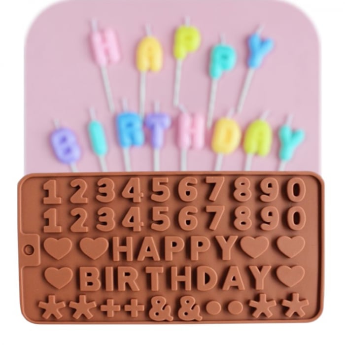 Formă silicon pentru ciocolată și jeleuri litere cifre Happy Birthday [2]