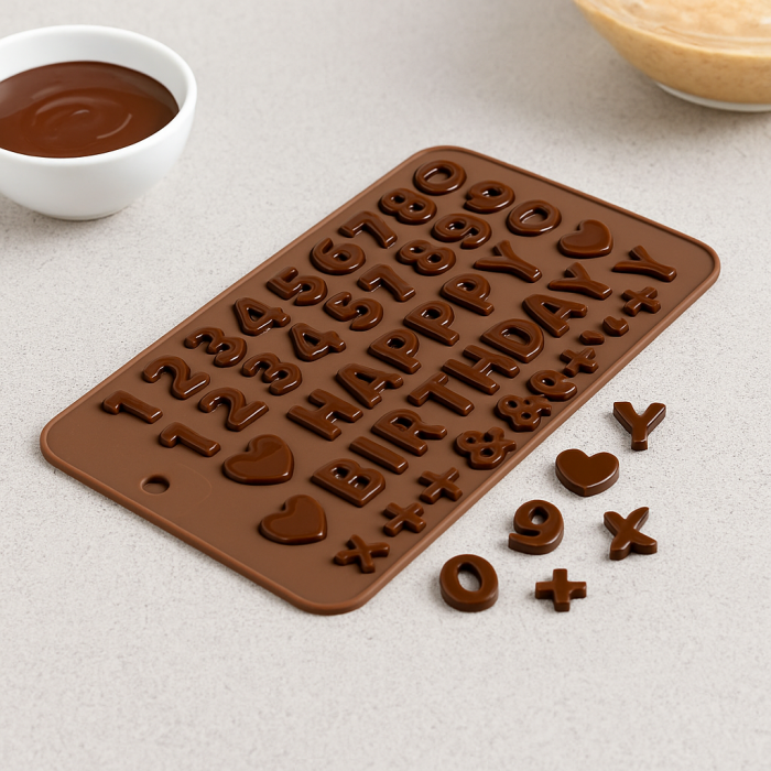 Formă silicon pentru ciocolată și jeleuri litere cifre Happy Birthday [3]