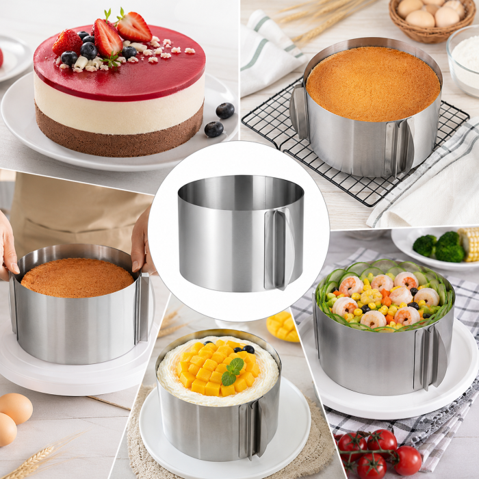 Formă Reglabilă pentru Tort și Cofetărie – Cerc Ajustabil Inox [5]
