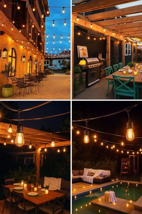 Șir lumini solare exterior 10 becuri LED calde ghirlandă grădină terasă balcon [3]