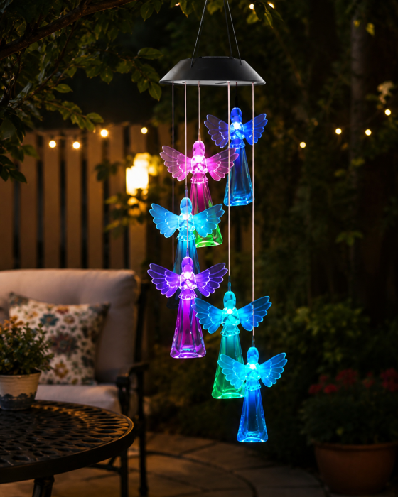 Ghirlandă solară decorativă cu 6 îngerași LED multicolori [2]