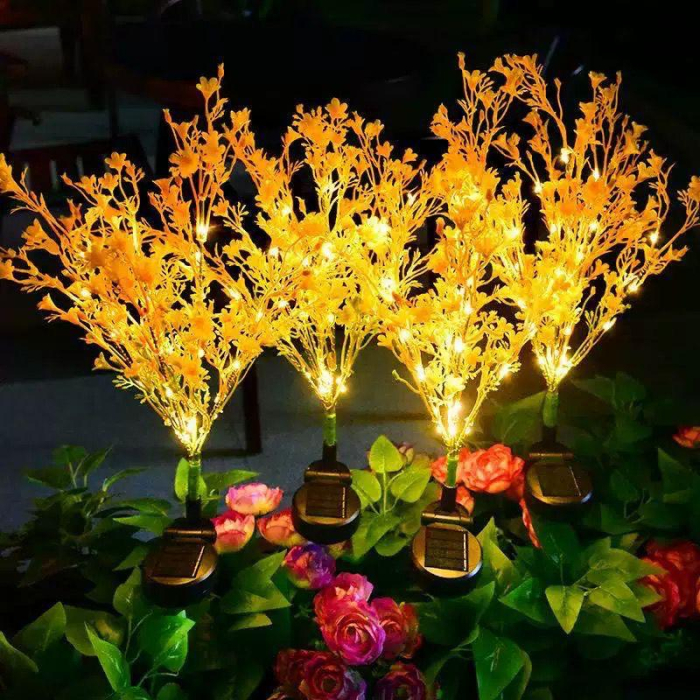 Lampă solară decorativă tip floare galbenă pentru grădină [4]