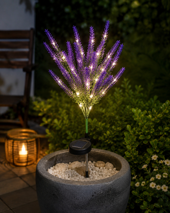 Lampă solară decorativă tip lavandă pentru grădină [4]
