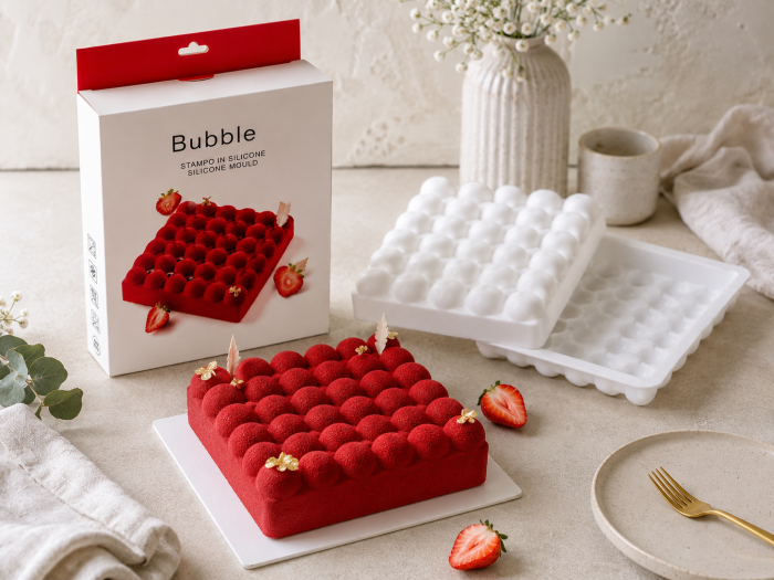 Matrita silicon Bubble pentru mousse si deserturi 18x18x5 cm [4]