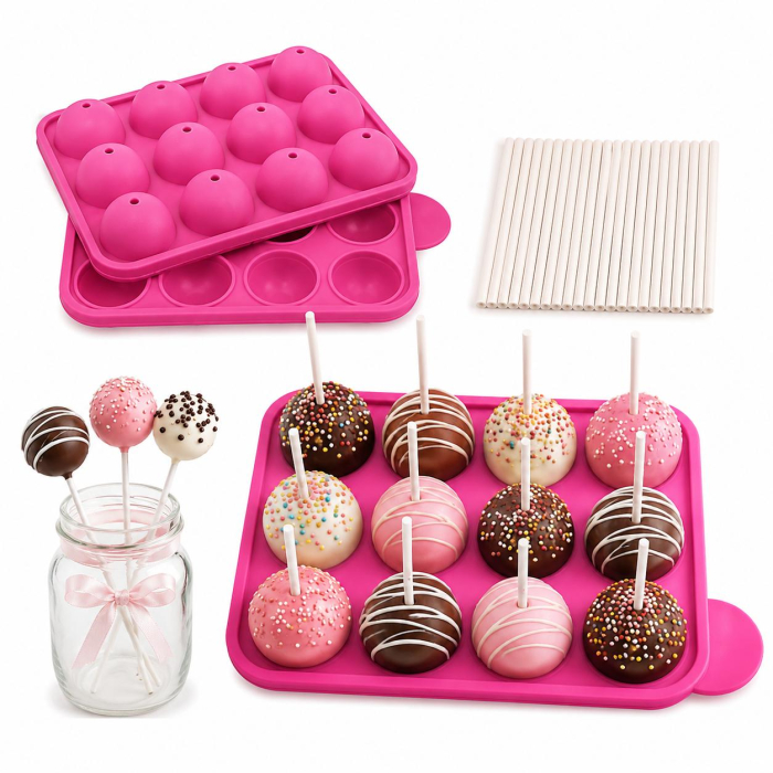 Matriță silicon pentru cake pops cu 12 compartimente și 50 bețișoare [4]