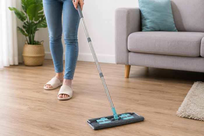 Mop Plat cu Sistem de Blocare și Lavetă din Microfibră Absorbantă [5]
