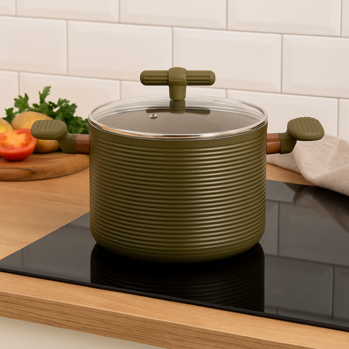 Oală Grunberg GR5725 aluminiu antiaderent 5.6 L cu capac sticlă [2]