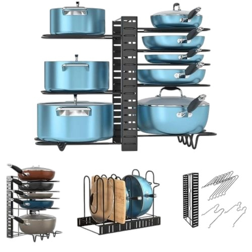 Organizator reglabil oale tigăi capace 8 etaje suport metalic bucătărie [2]