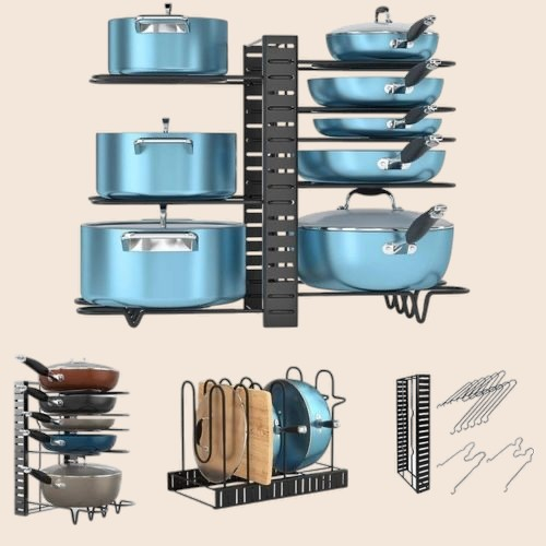 Organizator reglabil oale tigăi capace 8 etaje suport metalic bucătărie [5]