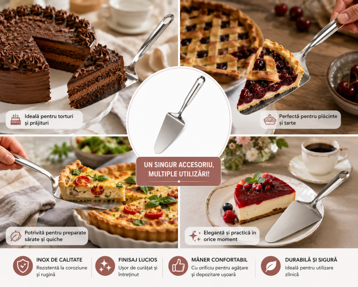 Paletă pentru tort din inox pentru servire prăjituri și tarte [3]