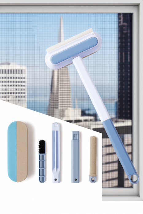 Perie multifuncțională 3 în 1 cu racletă și accesorii pentru curățare [4]