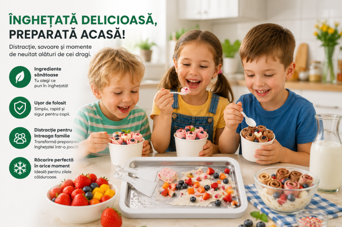Plita rece pentru inghetata rulata ice rolls cu 2 spatule - magazin-Ieftinica.ro [2]