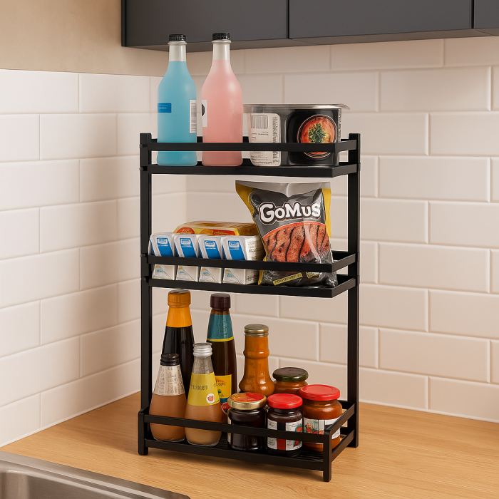 Raft metalic de bucătărie cu 3 nivele pentru condimente și accesorii [5]