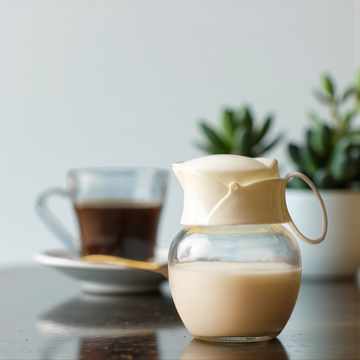 Recipient lapte și frișcă din sticlă 250 ml cu capac și mâner ergonomic [2]