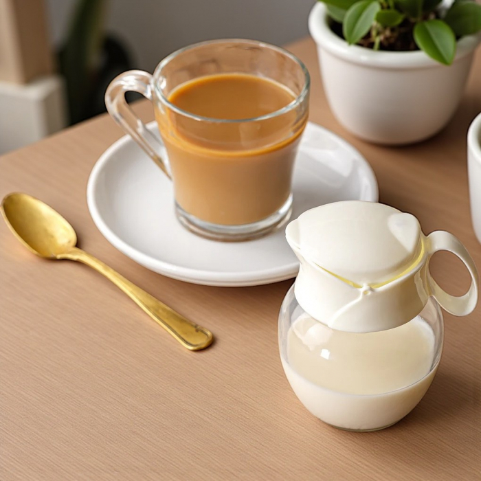 Recipient lapte și frișcă din sticlă 250 ml cu capac și mâner ergonomic [4]