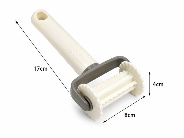 Rola pentru taiat si decorat aluatul model ondulat 17 cm alb gri [4]