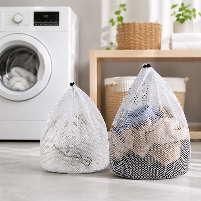 Sac Pentru Spalat Haine Delicate Din Plasa Cu Snur Si Clema Pentru Protectie La Spalare [3]